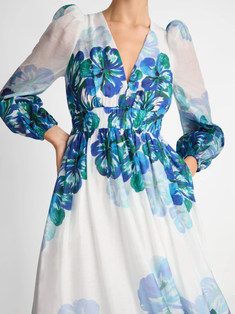 SHEIKE Women's Winter Floral Print Dress - Elegant Long Sleeve Seasonal Fashion